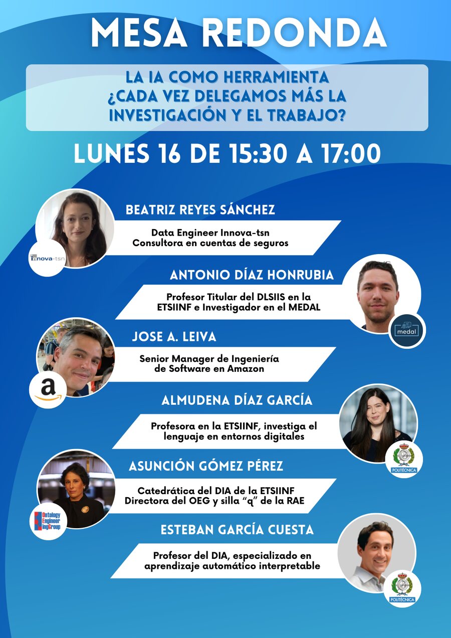 Programa de la mesa redonda La IA como herramienta en la UPM